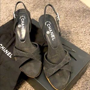 Authentic black Chanel sandals size 7.